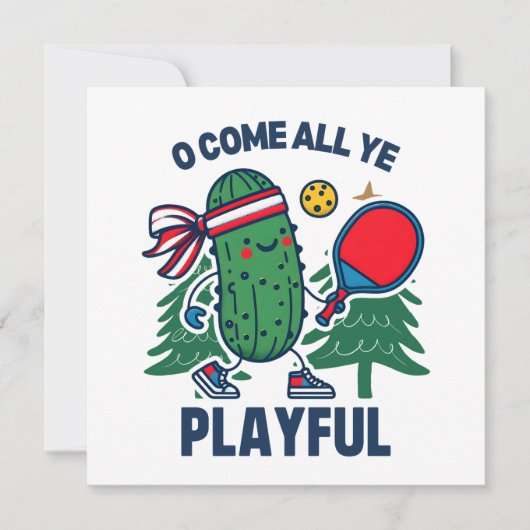 Cartes Pour Fêtes Annuelles Pickleball Noël O Venez Tous Vous Jouez (Devant)