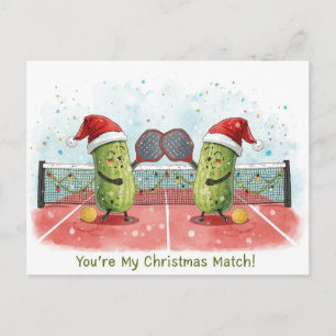 Cartes Pour Fêtes Annuelles Pickleball Noël porte le Père Noël sur le match