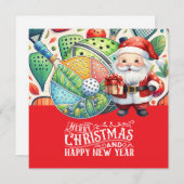 Cartes Pour Fêtes Annuelles Pickleball Noël thème avec le Père Noël (Devant / Derrière)