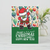 Cartes Pour Fêtes Annuelles Pickleball Noël thème avec le Père Noël (Debout devant)
