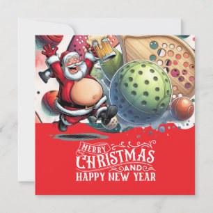 Cartes Pour Fêtes Annuelles Pickleball Noël thème avec le Père Noël