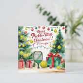 Cartes Pour Fêtes Annuelles Pickleball Noël thème avec le Père Noël (Debout devant)