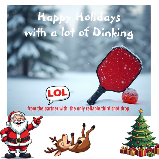 Cartes Pour Fêtes Annuelles Pickleball🎅Third Shot Drop & Holiday Pop