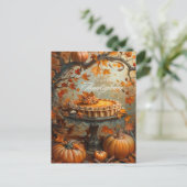 Cartes Pour Fêtes Annuelles Pie Citrouille aquarelle Automne part Thanksgiving (Debout devant)