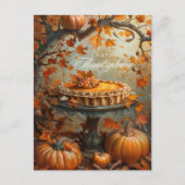 Cartes Pour Fêtes Annuelles Pie Citrouille aquarelle Automne part Thanksgiving (Devant)