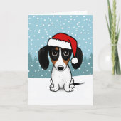 Cartes Pour Fêtes Annuelles Piebald Dachshund Père Noël Cute Wiener Chien Noël (Devant)