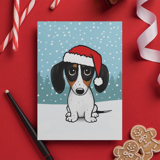 Cartes Pour Fêtes Annuelles Piebald Dachshund Père Noël Cute Wiener Chien Noël