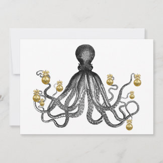 Cartes Pour Fêtes Annuelles Pieuvre de vacances ornements de Noël nautique drô