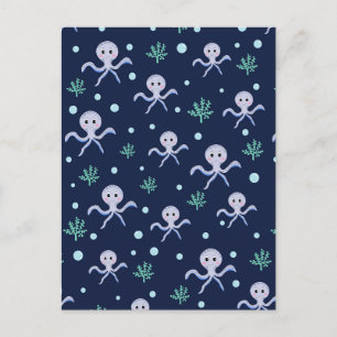 Cartes Pour Fêtes Annuelles Pieuvre sous le motif enfants de la mer