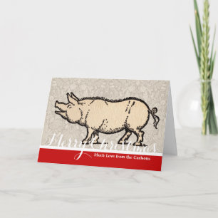 Cartes Pour Fêtes Annuelles Pig Antique Piggy Cute Vintage