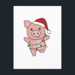 Cartes Pour Fêtes Annuelles Pig Christmas Winter Animals<br><div class="desc">The pig at Christmas with fairy lights. Funny animals with toxits and snow for the holidays. A sweet Christmas greeting. Pigs are cute animals et perfect pour Christmas.</div>