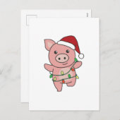 Cartes Pour Fêtes Annuelles Pig Christmas Winter Animals (Devant / Derrière)