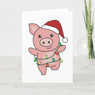 Cartes Pour Fêtes Annuelles Pig Christmas Winter Animals