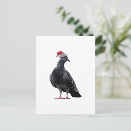 Cartes Pour Fêtes Annuelles Pigeon Santa Hat (Debout devant)