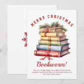 Cartes Pour Fêtes Annuelles Pile de livres (Devant / Derrière)