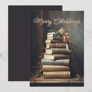 Cartes Pour Fêtes Annuelles Pile de vieux livres avec décorations de Noël