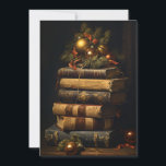 Cartes Pour Fêtes Annuelles Pile vintage de livres avec décoration de Noël<br><div class="desc">Surprenez vos compagnons de livres cette saison de Noël avec cette belle carte de Noël d'une pile de livres de style vintage avec décoration de Noël.</div>