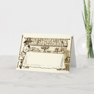 Cartes Pour Fêtes Annuelles Pilgrim Girl and Boy Vintage Thanksgiving