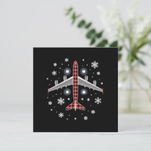Cartes Pour Fêtes Annuelles Pilote de Noël à carreaux en avion