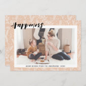 Cartes Pour Fêtes Annuelles Pin Beige Moderne Bouton Simple Script BONHEUR (Devant / Derrière)