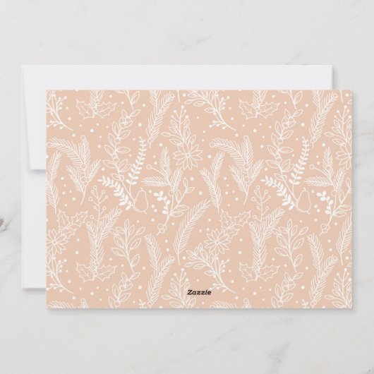 Cartes Pour Fêtes Annuelles Pin Beige Moderne Bouton Simple Script BONHEUR (Dos)