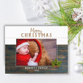 Cartes Pour Fêtes Annuelles Pin de bois foncé rustique Joyeux Noël Photo