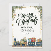 Cartes Pour Fêtes Annuelles Pin de Noël et train de cadeaux (Devant)