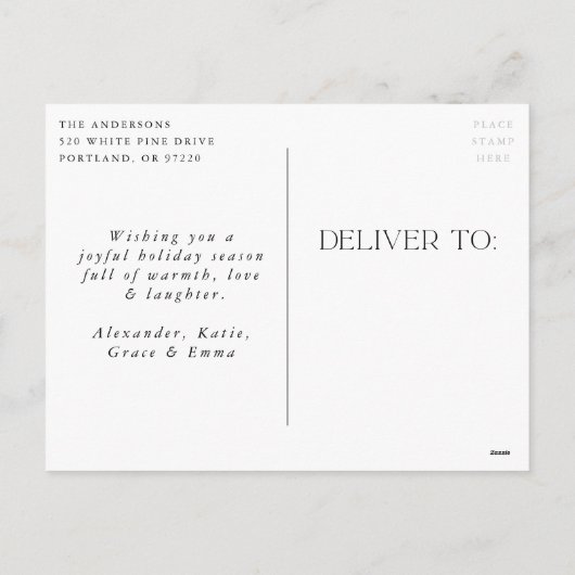 Cartes Pour Fêtes Annuelles Pin d'hiver pétillant Joyeux Noël Non photo (Dos)