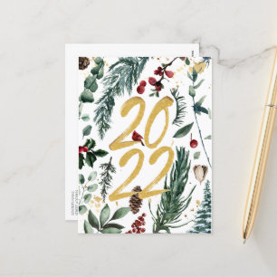 Cartes Pour Fêtes Annuelles Pin d'or 2022 festive Magnolia Noël