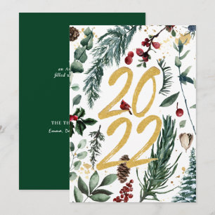 Cartes Pour Fêtes Annuelles Pin d'or 2022 festive Magnolia Noël