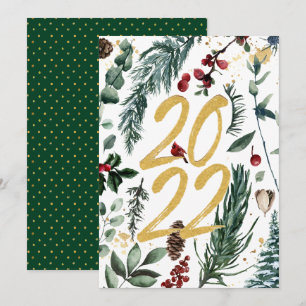 Cartes Pour Fêtes Annuelles Pin d'or 2022 festive Magnolia Noël