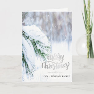 Cartes Pour Fêtes Annuelles Pin élégant sous la neige
