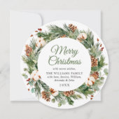 Cartes Pour Fêtes Annuelles Pin Festive cônes Fir Wreath Noël Salutation (Devant)
