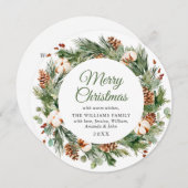 Cartes Pour Fêtes Annuelles Pin Festive cônes Fir Wreath Noël Salutation (Devant / Derrière)