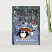 Cartes Pour Fêtes Annuelles Pin-guins encadré par Faux et ami (Devant)