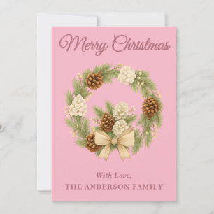 Cartes Pour Fêtes Annuelles Pin rose clair Pin vert vert Wreath