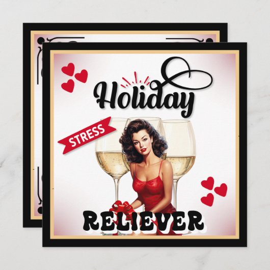 Cartes Pour Fêtes Annuelles Pin-up déstressant des fêtes rétro (Devant / Derrière)