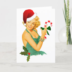 Cartes Pour Fêtes Annuelles pin‑up du Père Noël