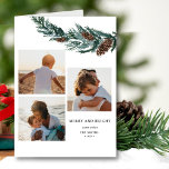 Cartes Pour Fêtes Annuelles Pin vert rustique Pin Cone Bough Photo Collage<br><div class="desc">Carte de vacances Rustique Green Pine Cone Bough Photo Collage. Envoyer des salutations de vacances à vos amis, collègues et famille dans simple, chic, élégant et moderne 3 photo collage design festif, nature de couleur cartes de style! Un beau cadre de feuilles de pin d'aquarelle vert doux peint au-dessus de...</div>