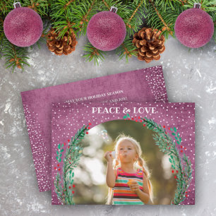 Cartes Pour Fêtes Annuelles Pin Wreath sur la prune Photo de Noël