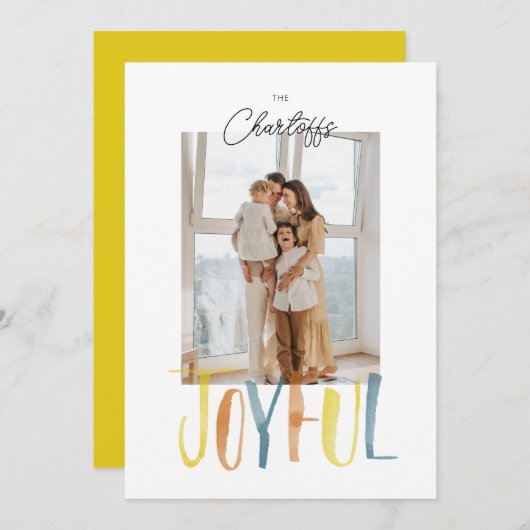 Cartes Pour Fêtes Annuelles Pinceau Aquarelle Lettre Joyeuse Plat (Devant / Derrière)