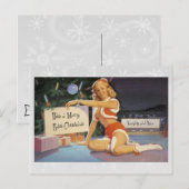 Cartes Pour Fêtes Annuelles Pinceau de Noël rétro (Devant / Derrière)