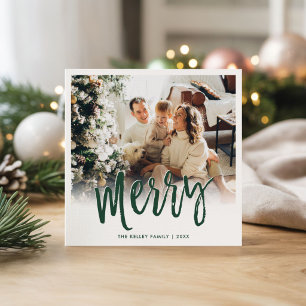 Cartes Pour Fêtes Annuelles Pinceau joyeux écriture vert carré