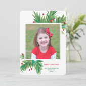 Cartes Pour Fêtes Annuelles Pine & Berries Aquarelle Noël (Debout devant)