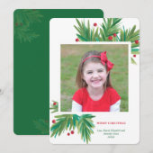 Cartes Pour Fêtes Annuelles Pine & Berries Aquarelle Noël (Devant / Derrière)