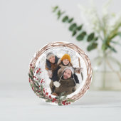 Cartes Pour Fêtes Annuelles Pine Berry Botanique Naturel Vacances photo Ronde (Debout devant)