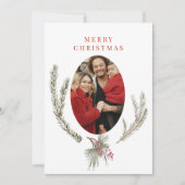 Cartes Pour Fêtes Annuelles Pine Boughs & Berries Photo Noël (Devant)