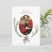 Cartes Pour Fêtes Annuelles Pine Boughs & Berries Photo Noël (Debout devant)