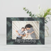 Cartes Pour Fêtes Annuelles Pine Boughs | Happy Holidays Photo (Debout devant)