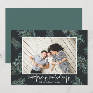Cartes Pour Fêtes Annuelles Pine Boughs Happy Holidays Photo